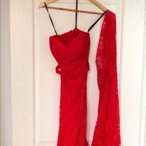 Long red dress. One time used / fashion show